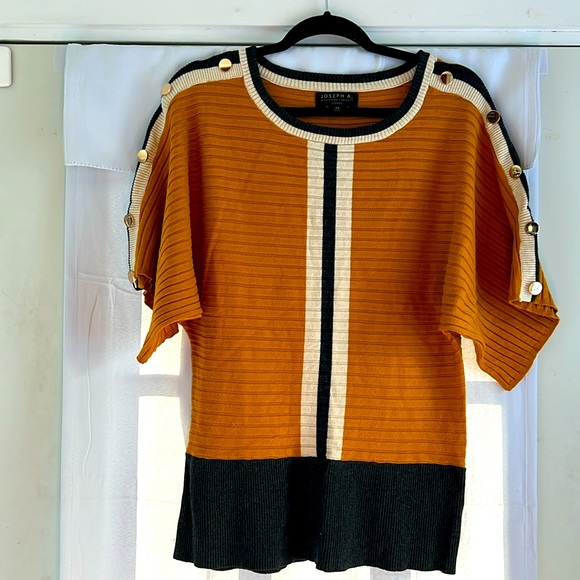 Joseph A Qu'est-ce Que C'est Color-block Sweater Gold Button Embellishments 1X - Picture 2 of 8